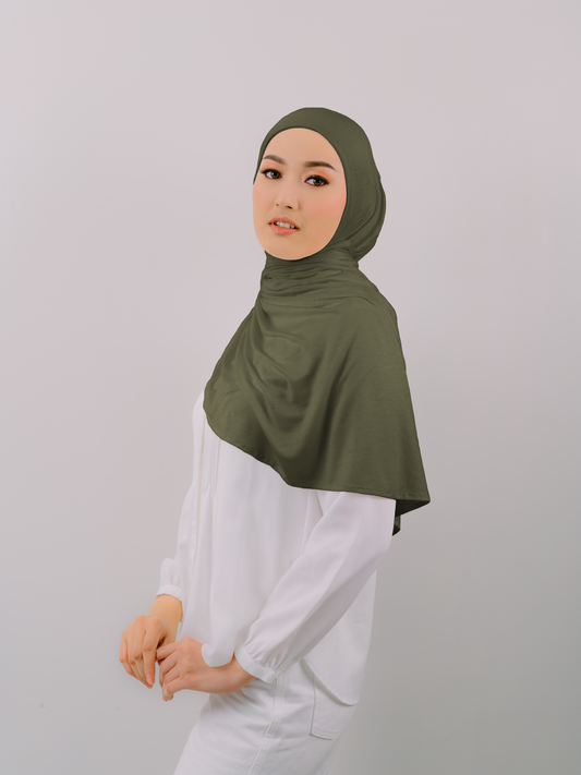 Felicity Semi- Instant Hijab in Army Green