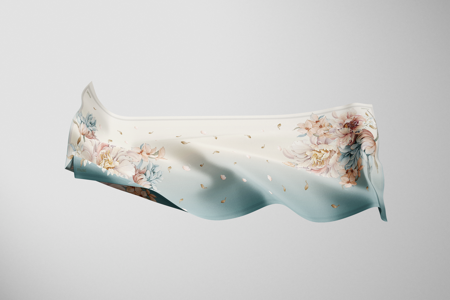Bloom Shawl Blue and Off White Ombré
