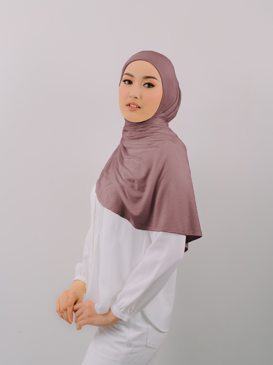 Felicity Semi- Instant Hijab in Dark Mauve