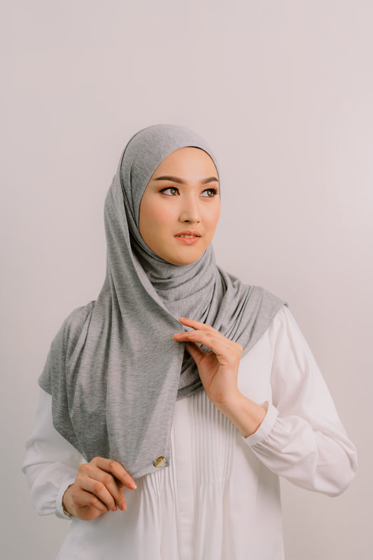 Felicity Semi- Instant Hijab in Marl Grey