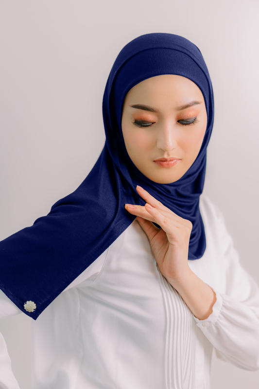 Felicity Semi- Instant Hijab in Navy Blue