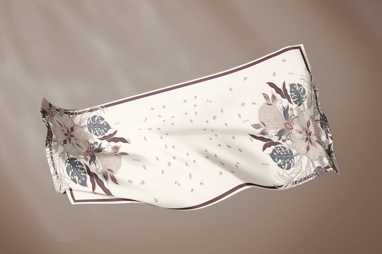 Mahalina Cotton Voile Shawl in Porcelain