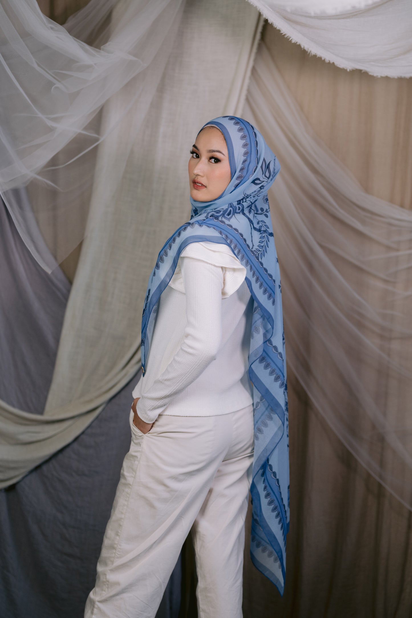 Indira Shawl in Sapphire Blue