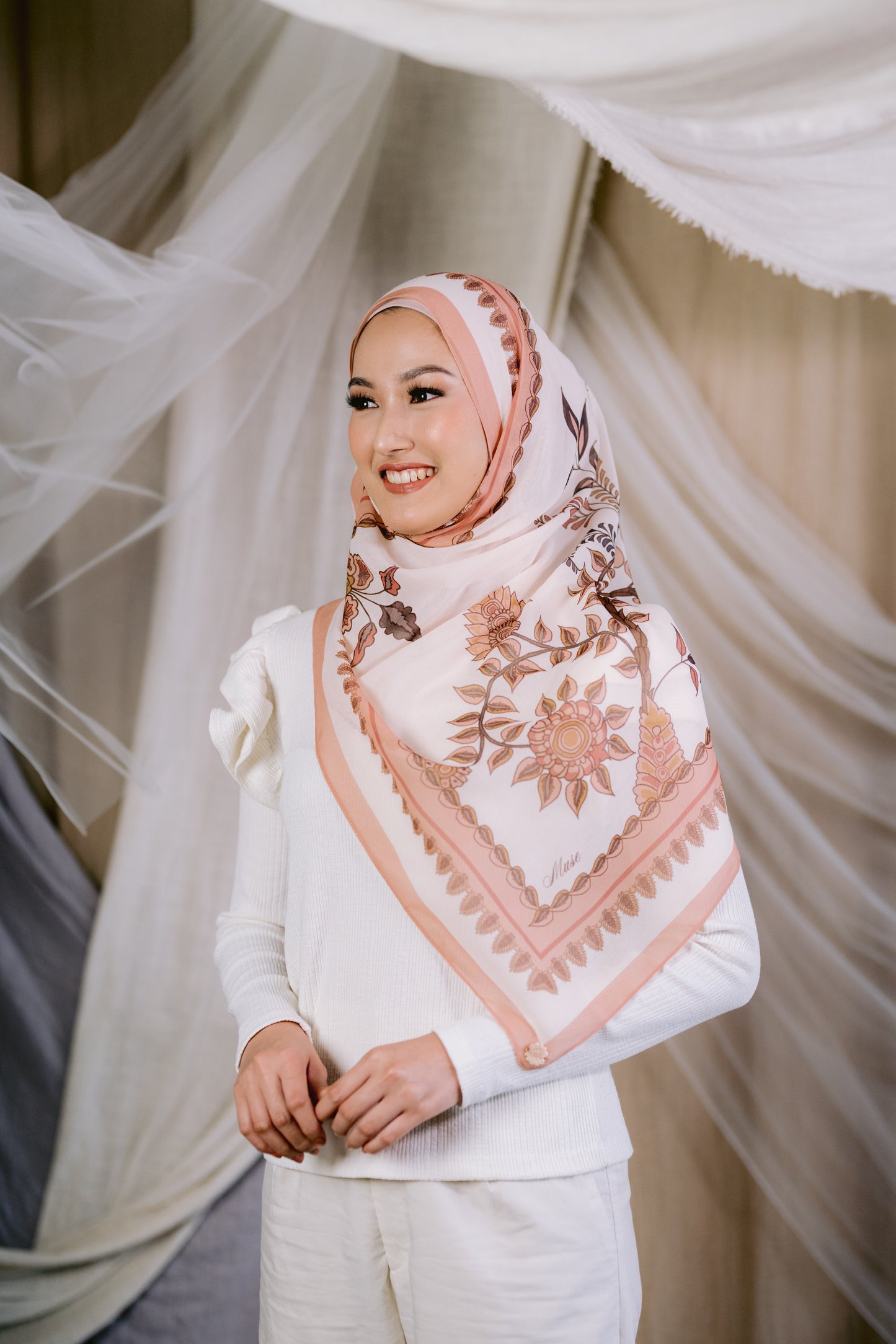 Indira Shawl in Coral